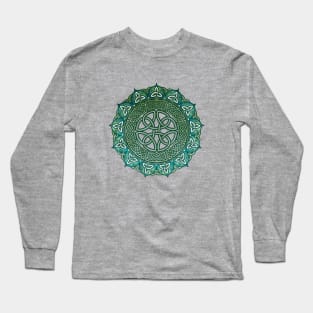 Celtic Mandala Art - Green 40 Long Sleeve T-Shirt